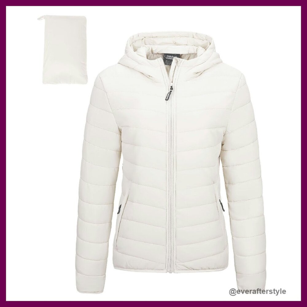 Packable Lightweight Full-Zip Puffer Jacket Hoode… - image 1